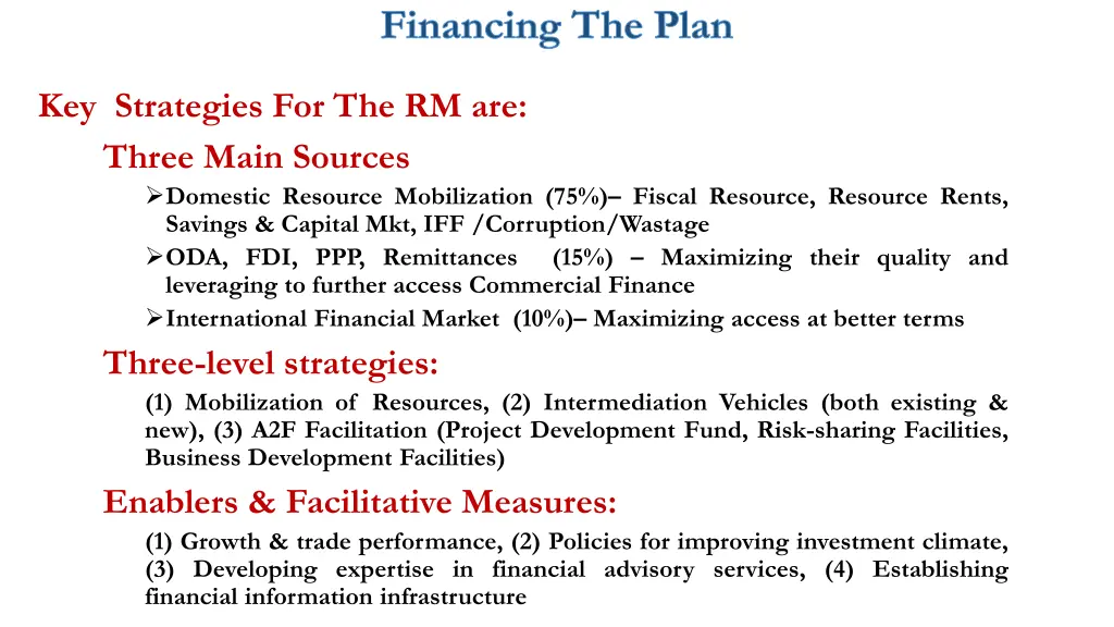 financing the plan 1