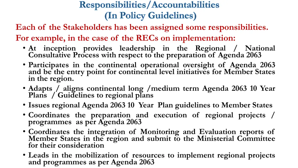 responsibilities accountabilities in policy