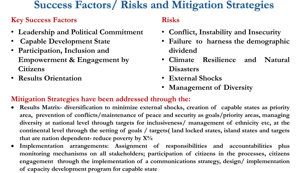 success factors risks and mitigation strategies
