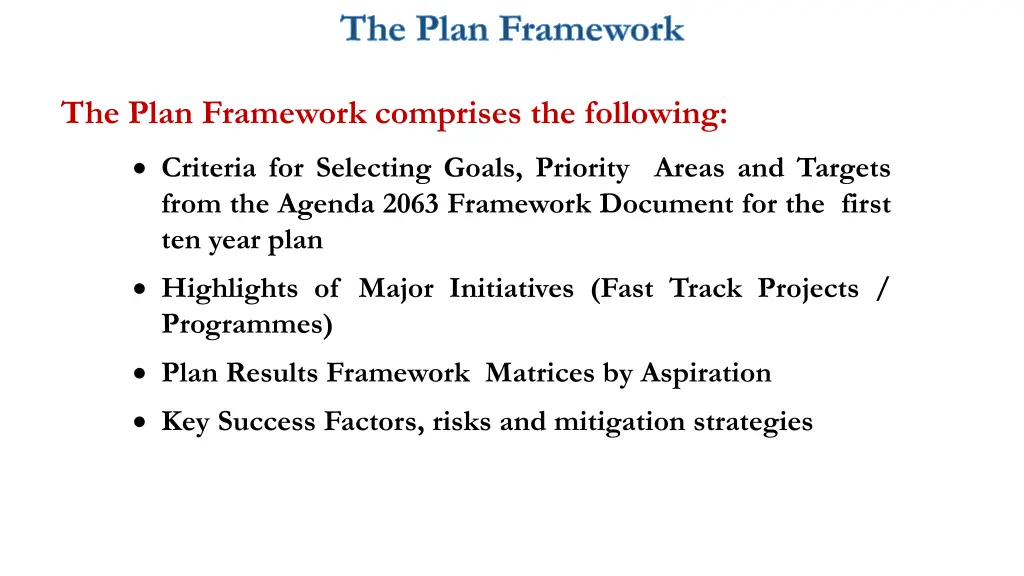 the plan framework
