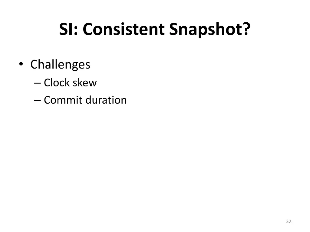 si consistent snapshot