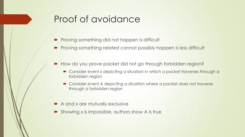 proof of avoidance