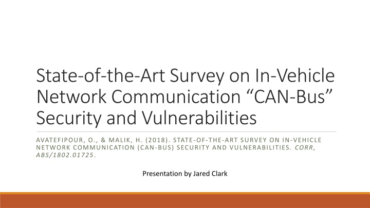 state of the art survey on in vehicle network