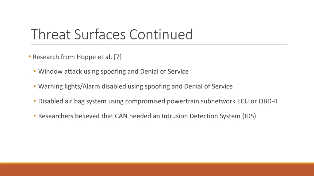 threat surfaces continued