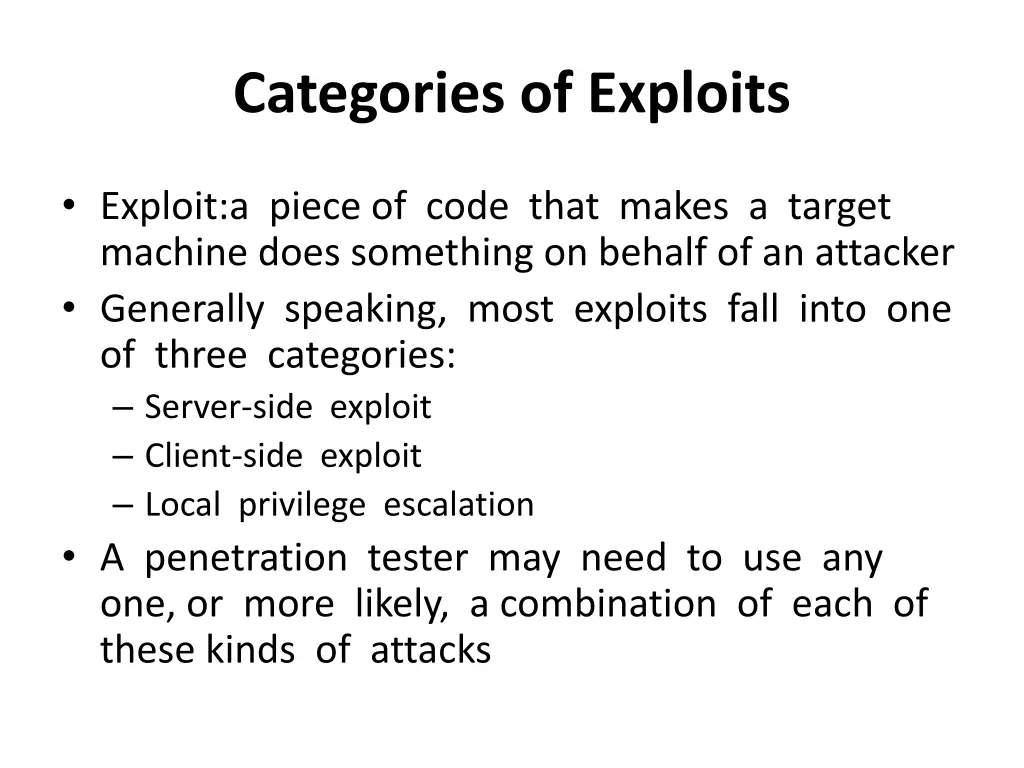 categories of exploits