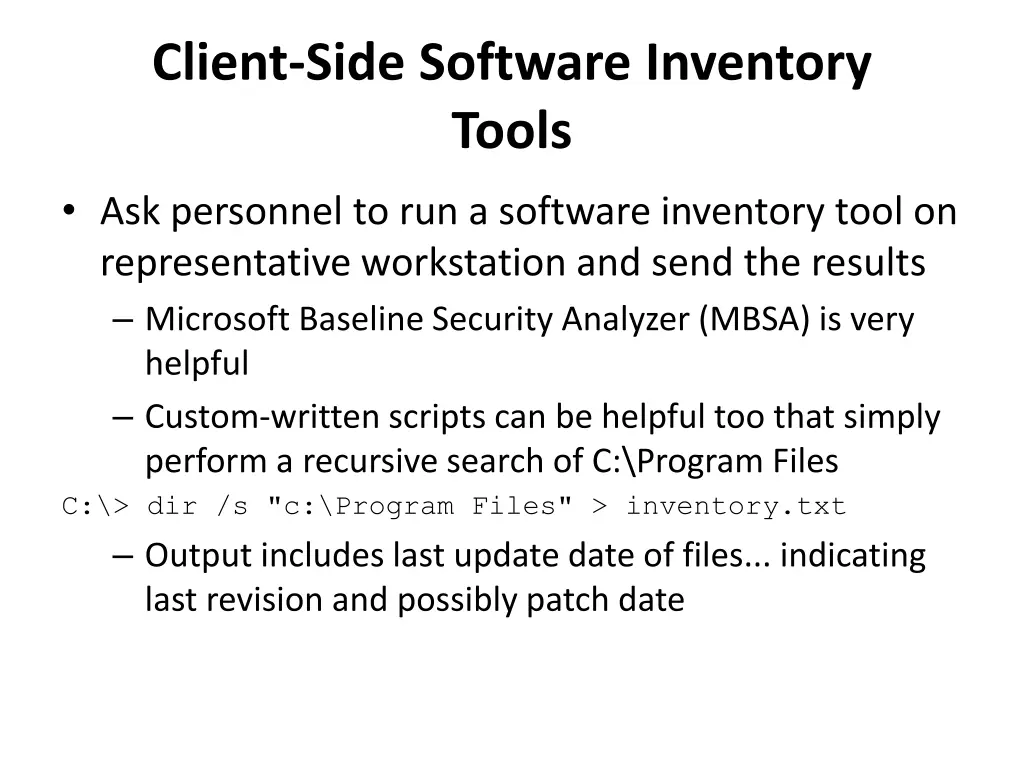 client side software inventory tools