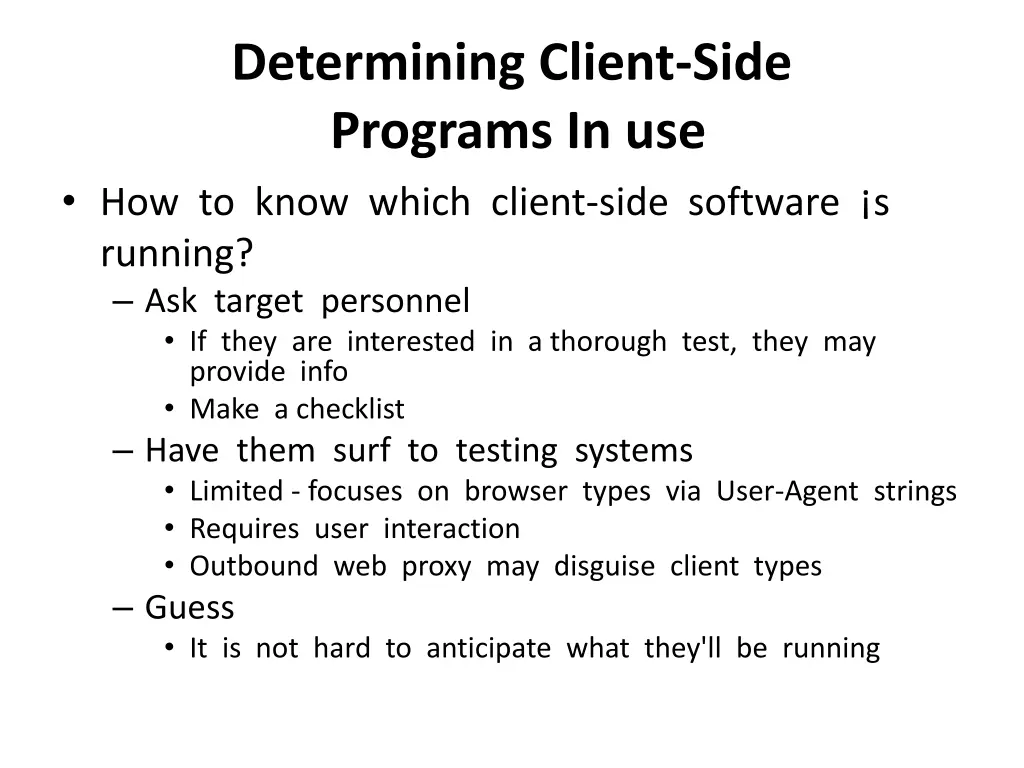 determining client side programs
