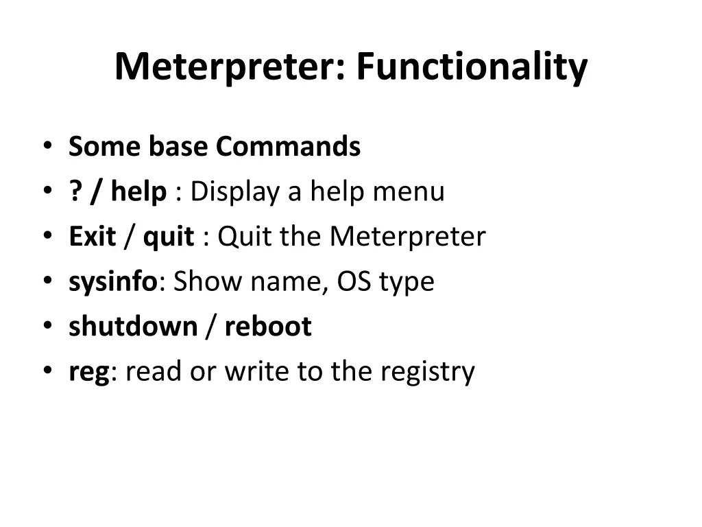 meterpreter functionality