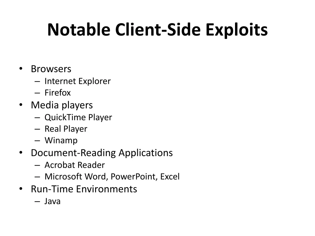 notable client side exploits