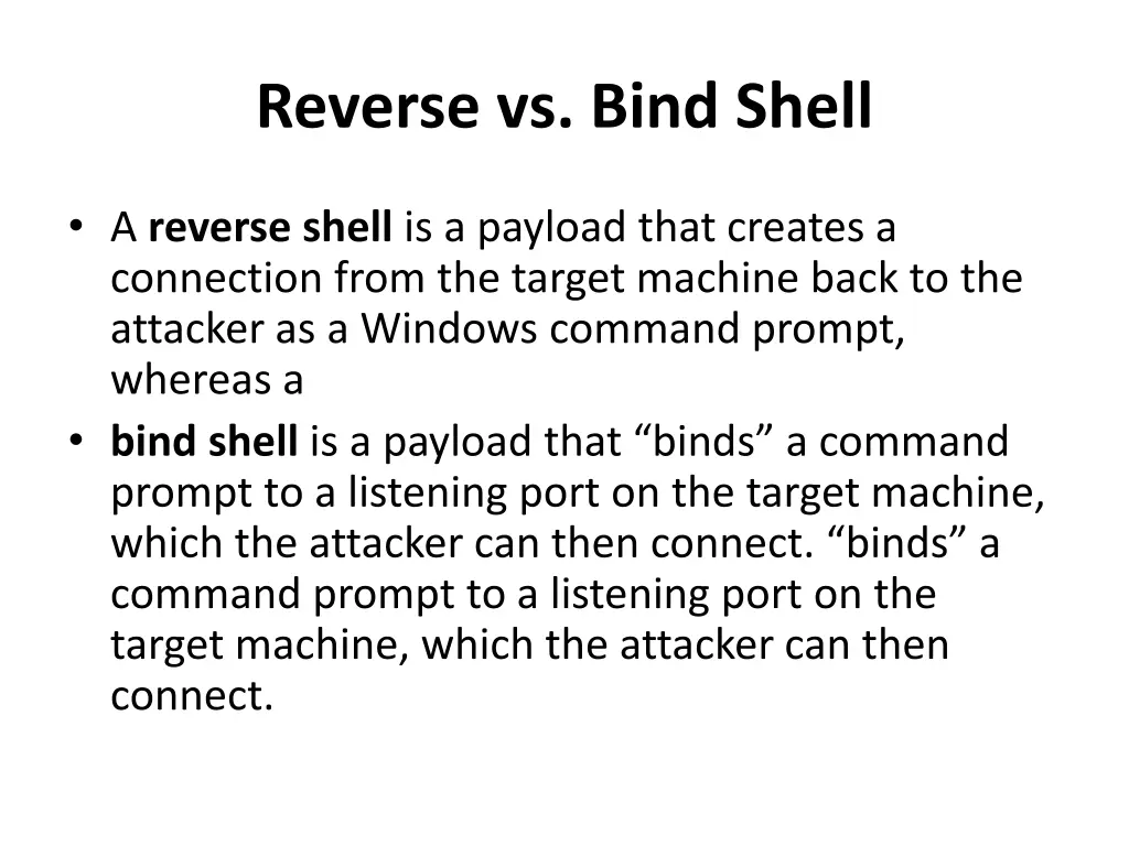 reverse vs bind shell