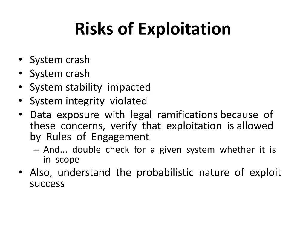 risks of exploitation