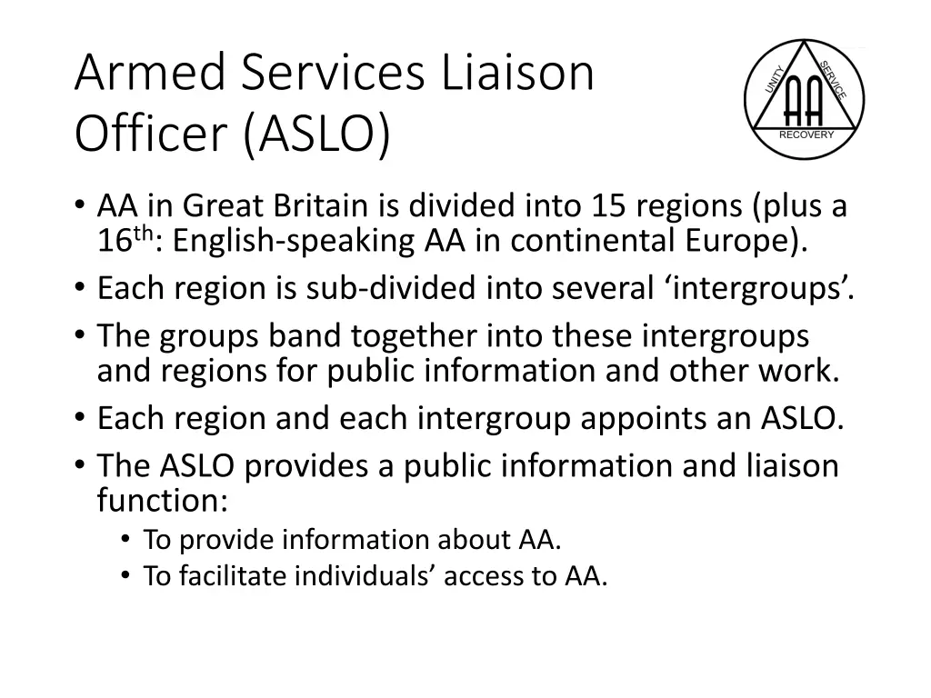 armed services liaison officer aslo