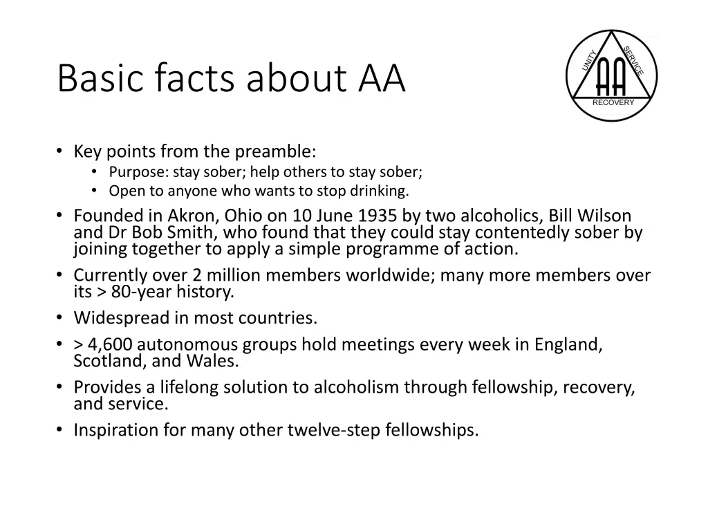 basic facts about aa