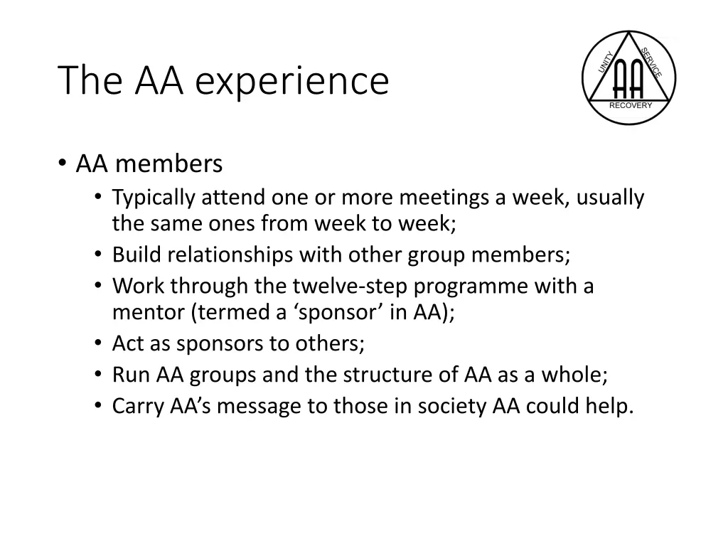 the aa experience