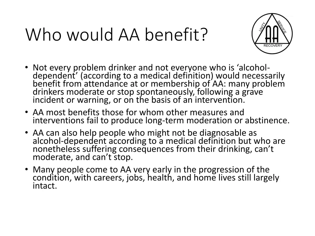 who would aa benefit