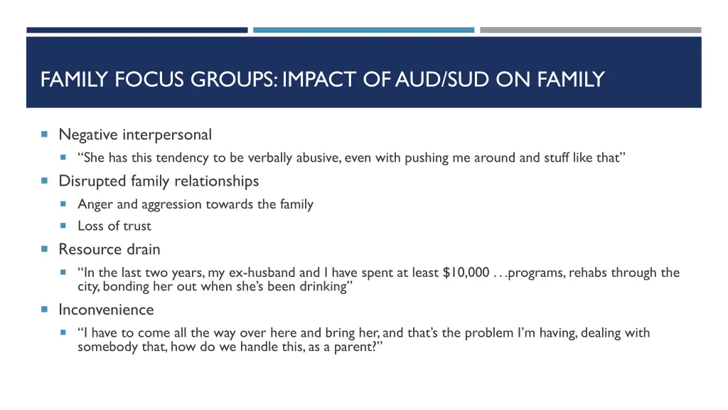 family focus groups impact of aud sud on family