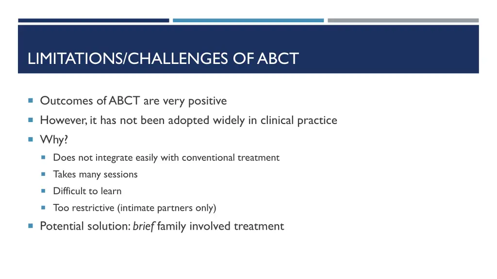 limitations challenges of abct