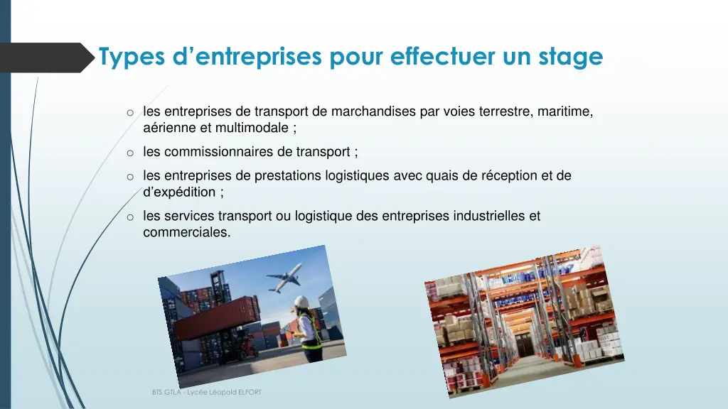 types d entreprises pour effectuer un stage