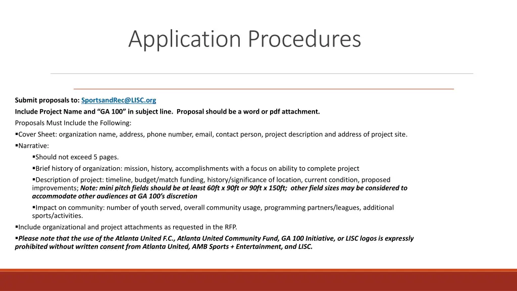 application procedures
