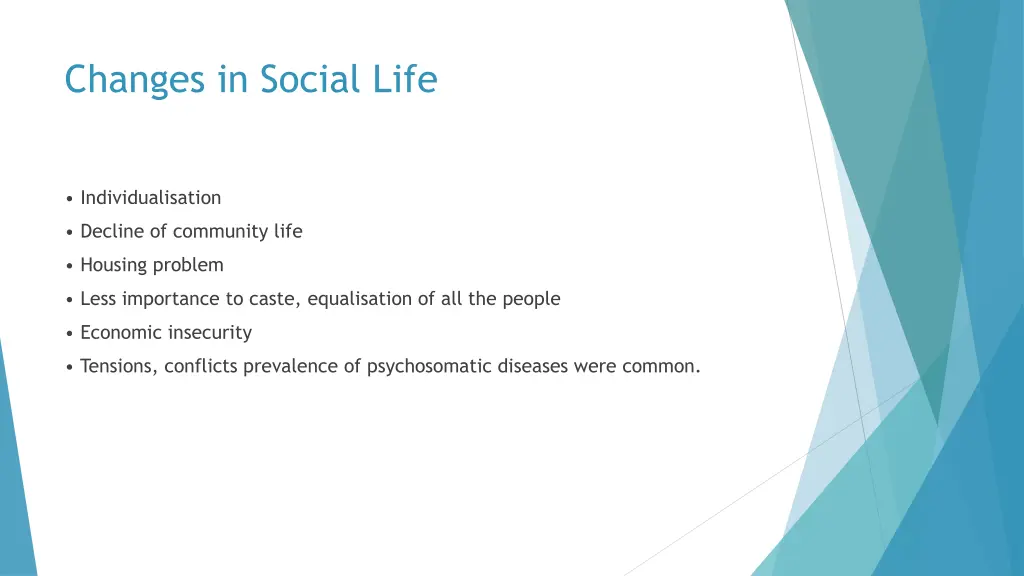 changes in social life