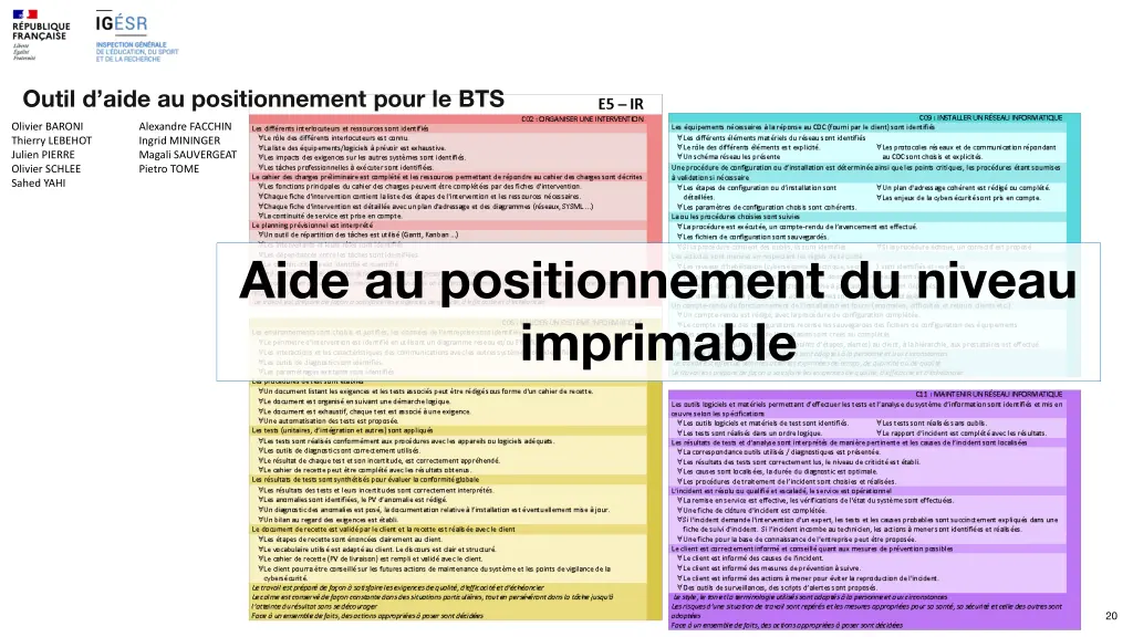 outil d aide au positionnement pour le bts