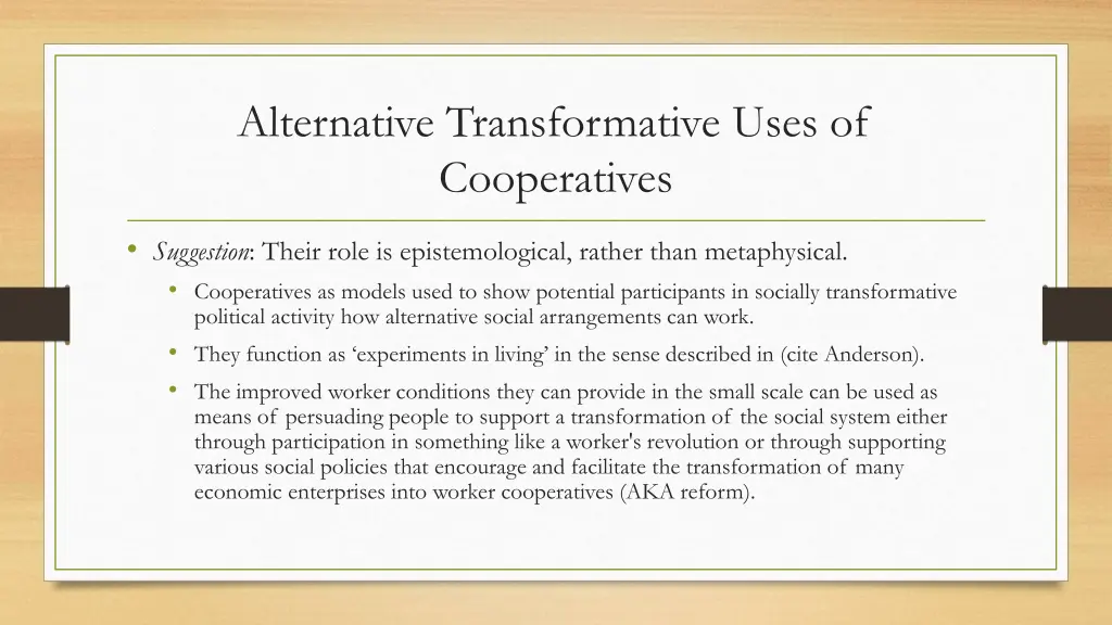 alternative transformative uses of cooperatives 1