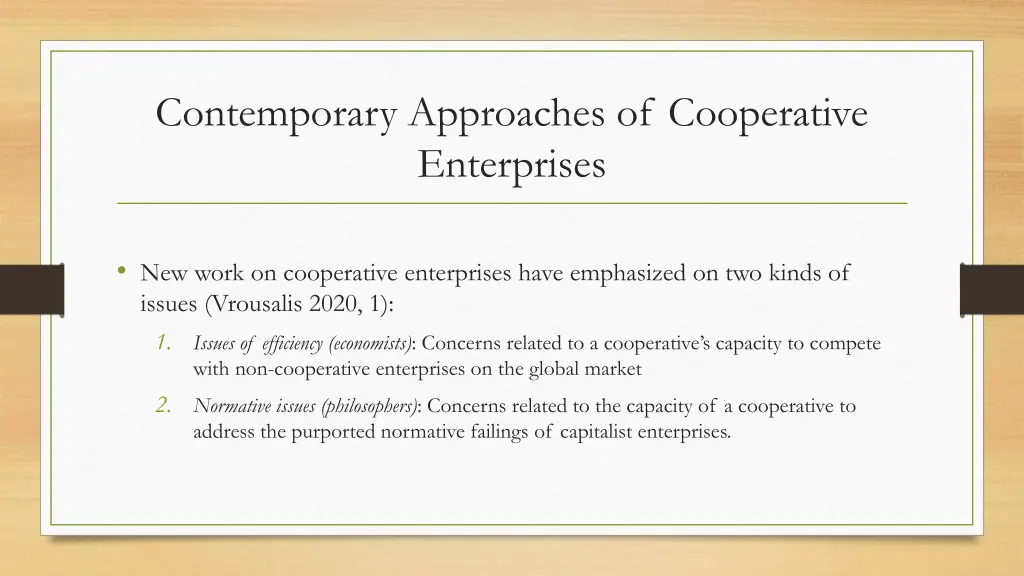 contemporary approaches of cooperative enterprises