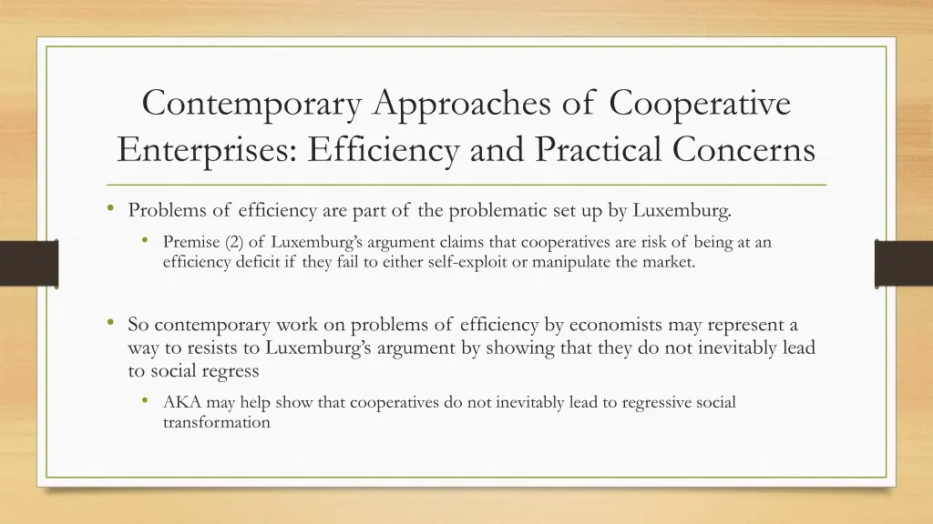 contemporary approaches of cooperative
