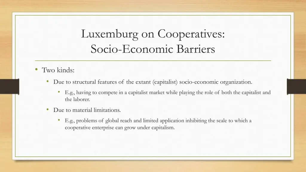 luxemburg on cooperatives socio economic barriers