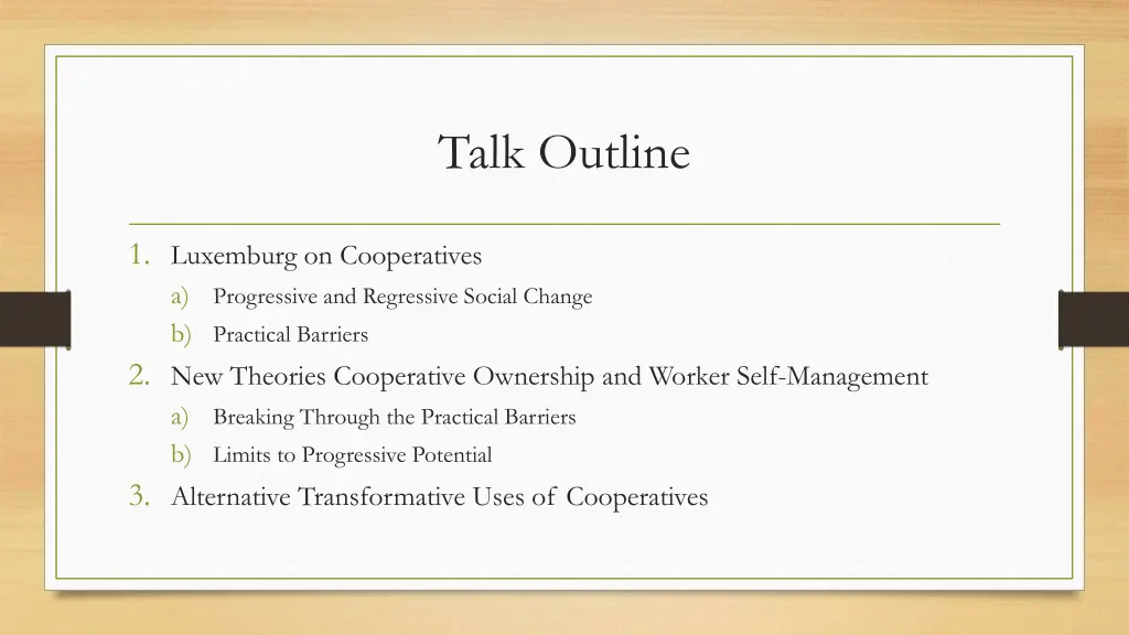 talk outline
