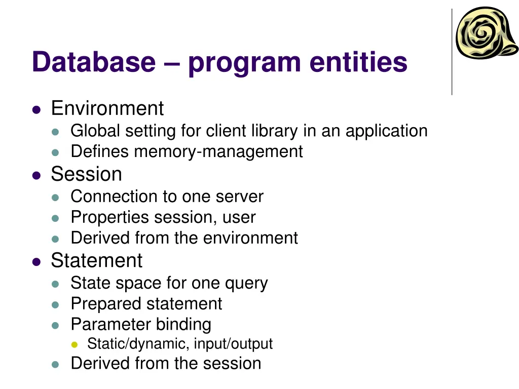 database program entities