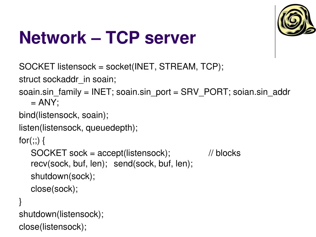 network tcp server