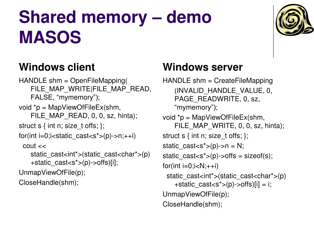shared memory demo masos