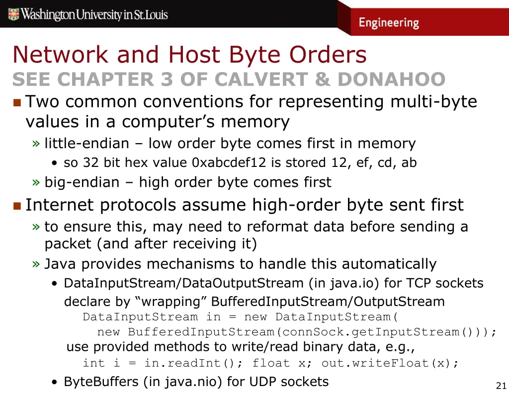 network and host byte orders see chapter
