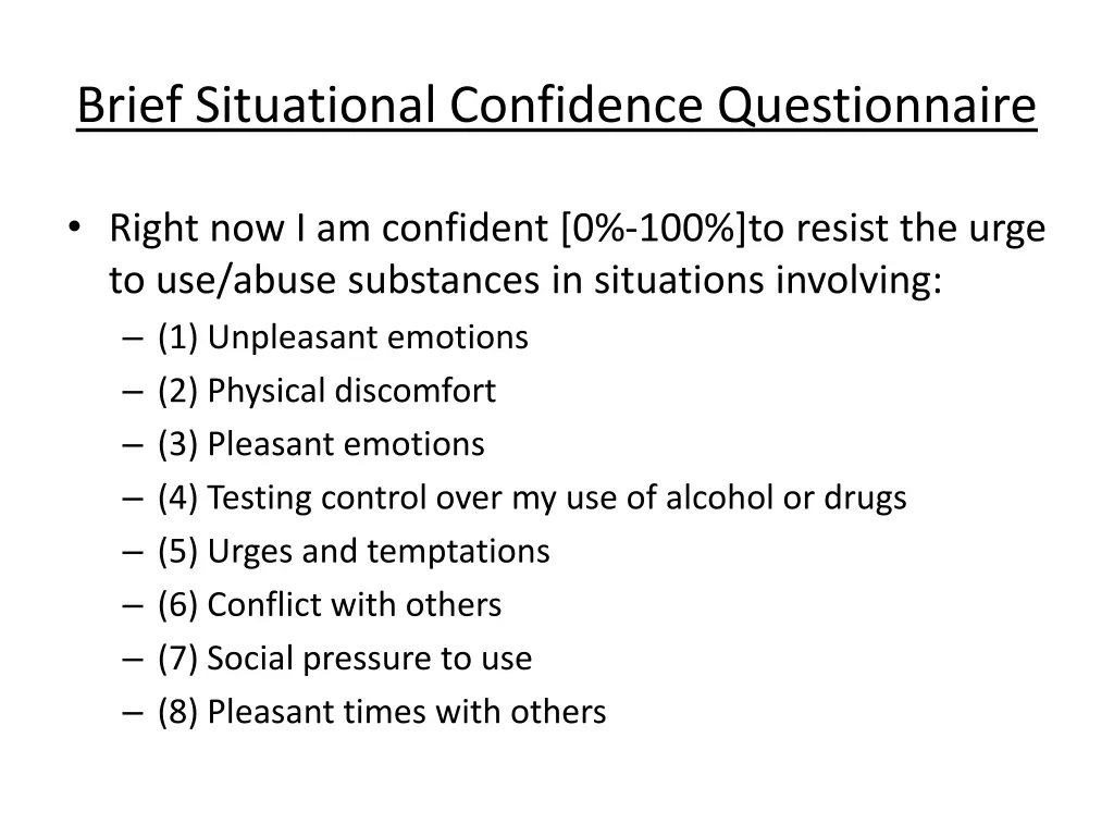 brief situational confidence questionnaire