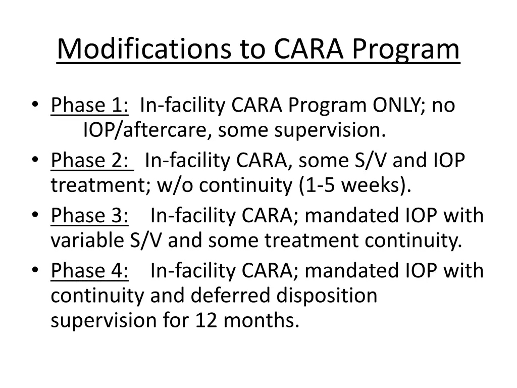 modifications to cara program