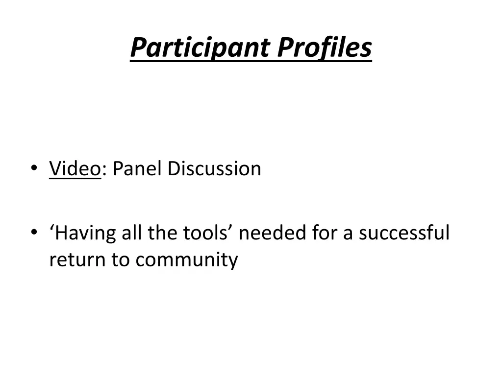 participant profiles
