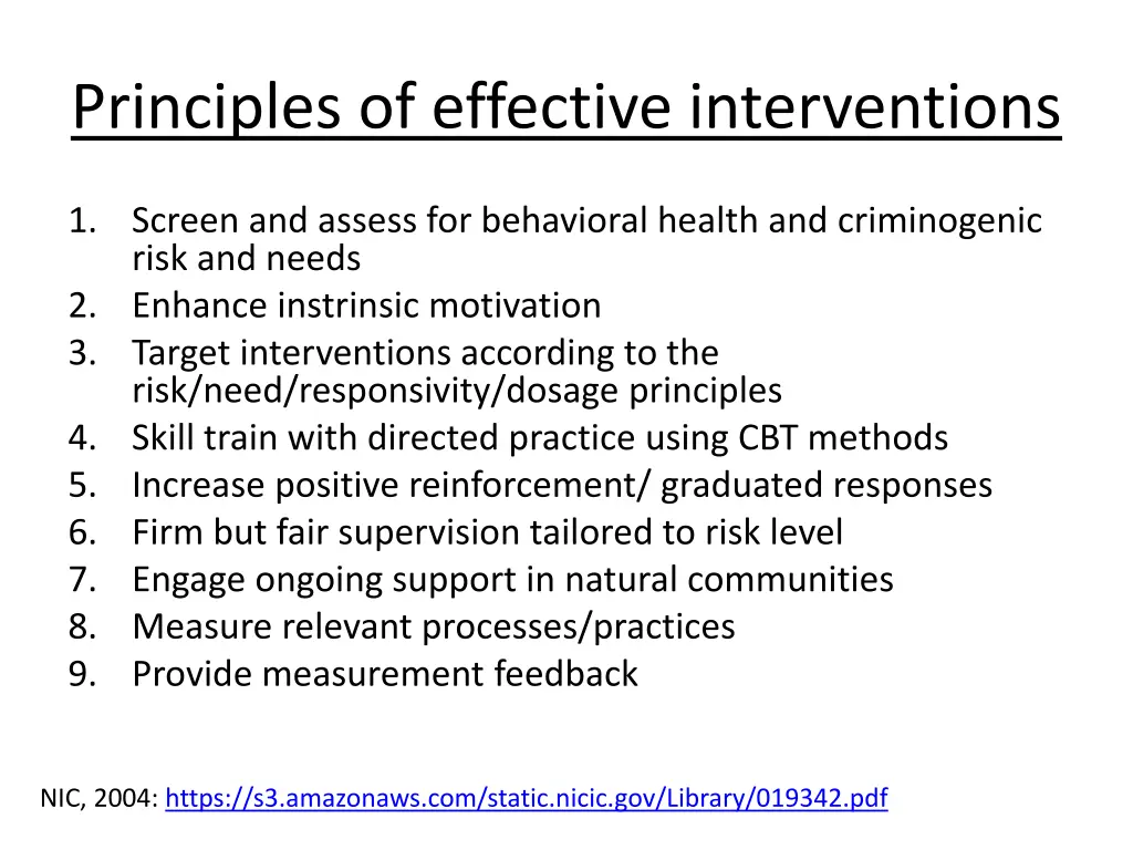 principles of effective interventions