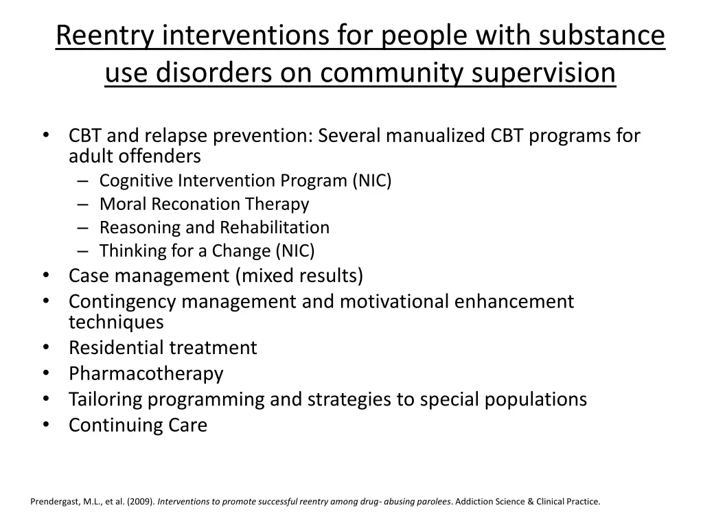 reentry interventions for people with substance