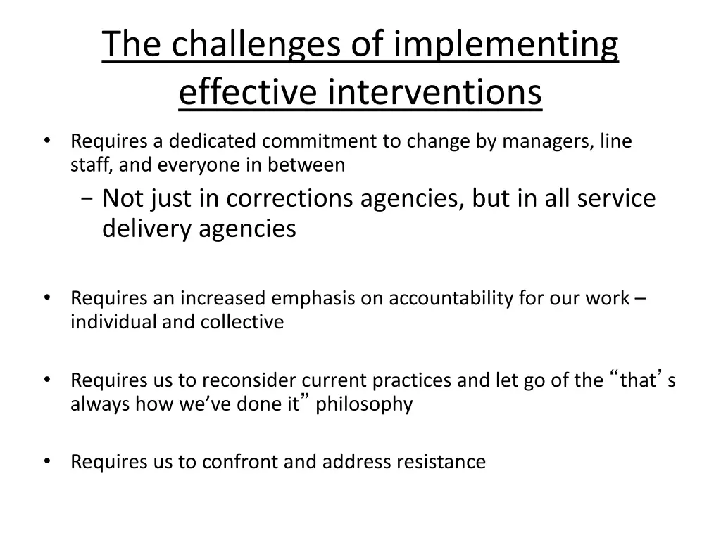 the challenges of implementing effective