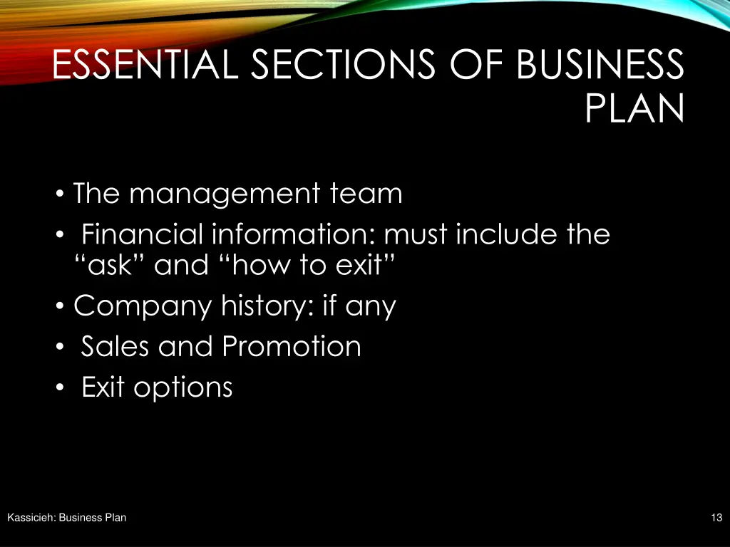 essential sections of business 1