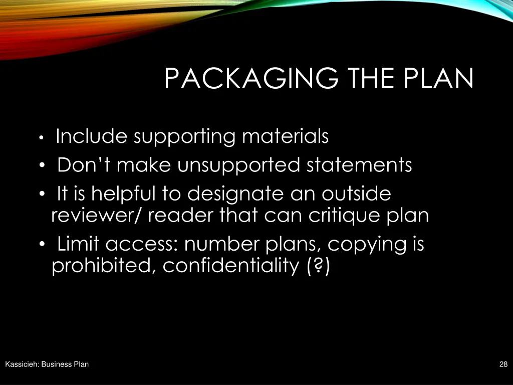 packaging the plan 1
