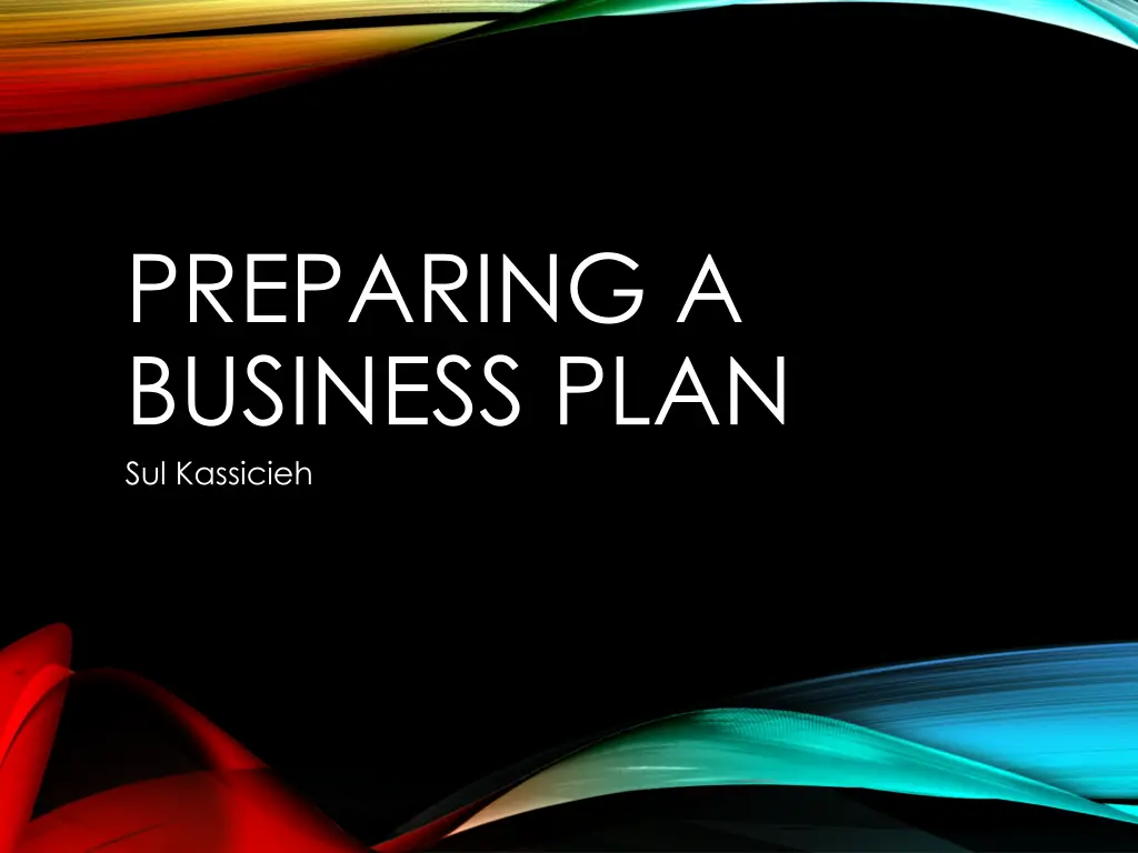 preparing a business plan sul kassicieh