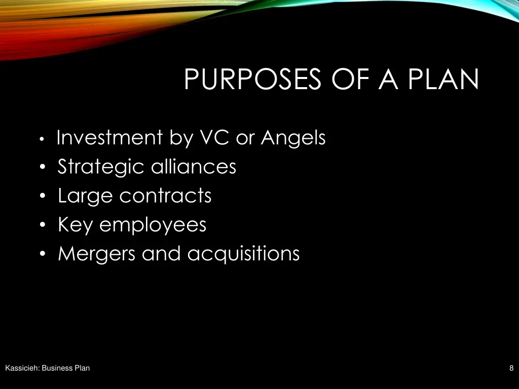 purposes of a plan