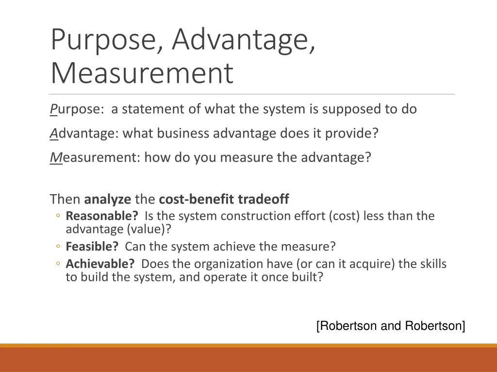 purpose advantage measurement