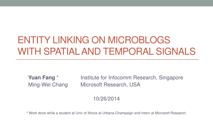 entity linking on microblogs with spatial