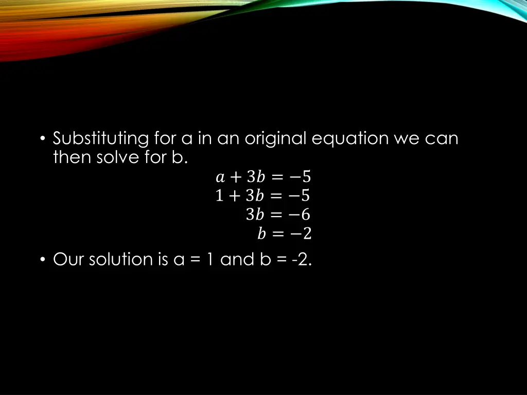 substituting for a in an original equation