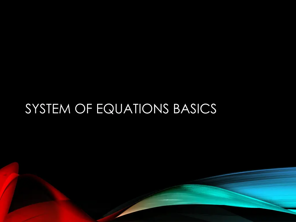 system of equations basics