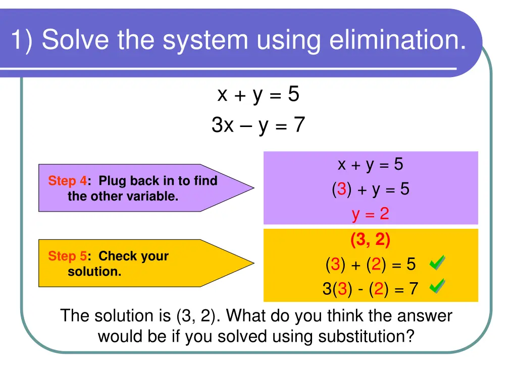 1 solve the system using elimination 1