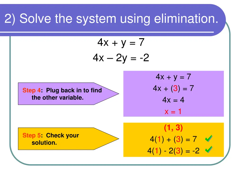 2 solve the system using elimination 1